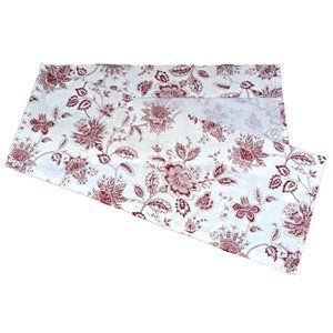 Curtain Valance Jacobean Floral Burgundy Red White Cottage Shabby Chic USA 70x15